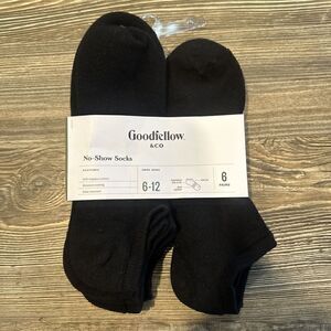 Goodfellow & Co Mens No Show Socks Black Shoe Size 6-12 Odor Resistant 4Pk. F